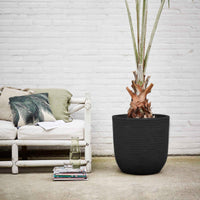 Capi flower pot Nature row round black - Indoor and outdoor pot