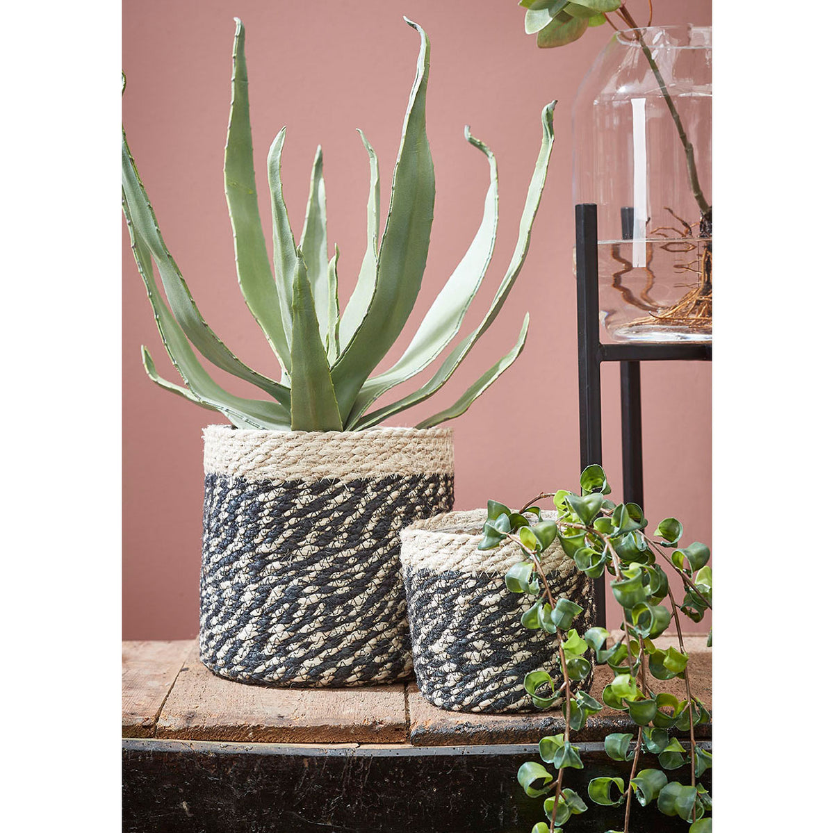 Mica saucer Carrie round black-white - Indoor pot
