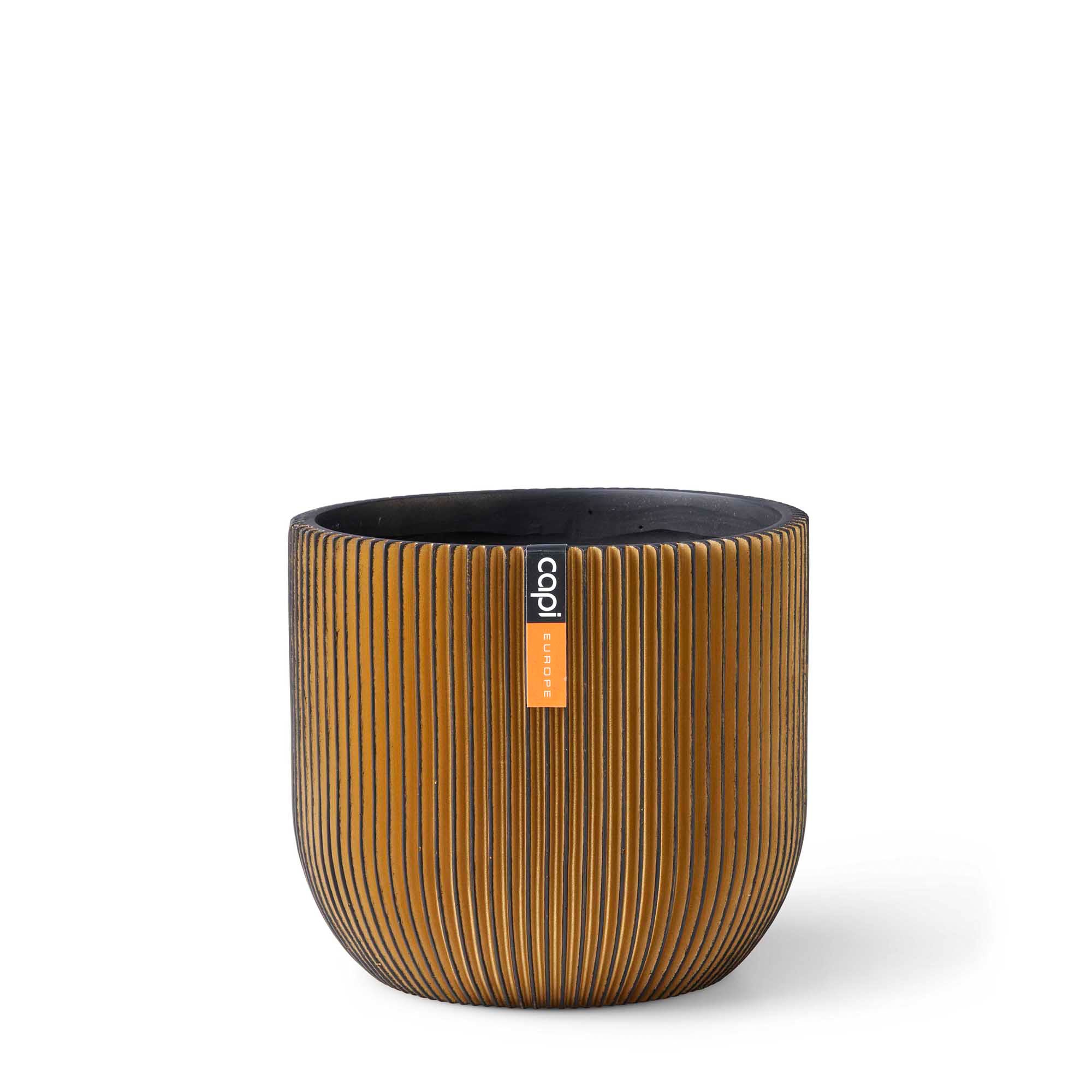 Buy Capi Flower pot Nature Groove round gold - Indoor pot | Bakker.com