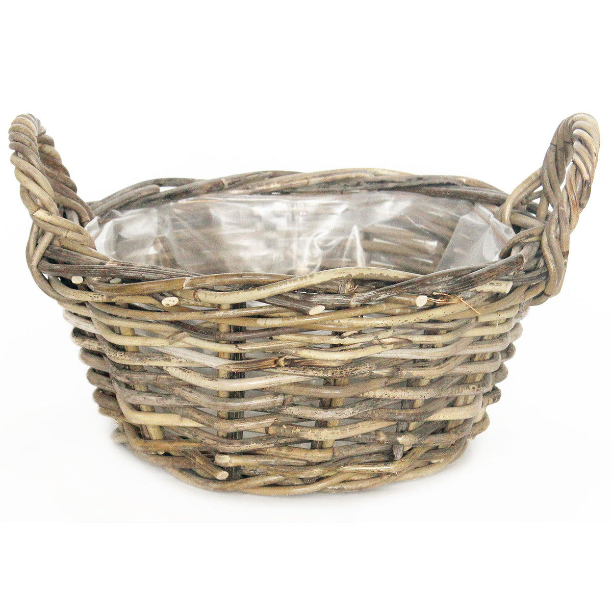 Rattan basket round grey - Indoor and outdoor pot