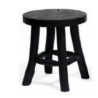 Wooden stool round black