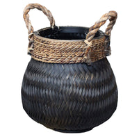Bamboo basket round black - Indoor and outdoor pot