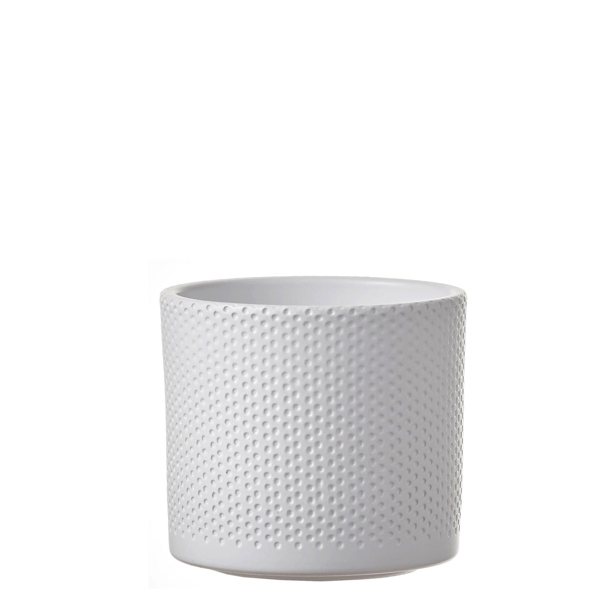 Mica flower pot Era round white relief - Indoor pot