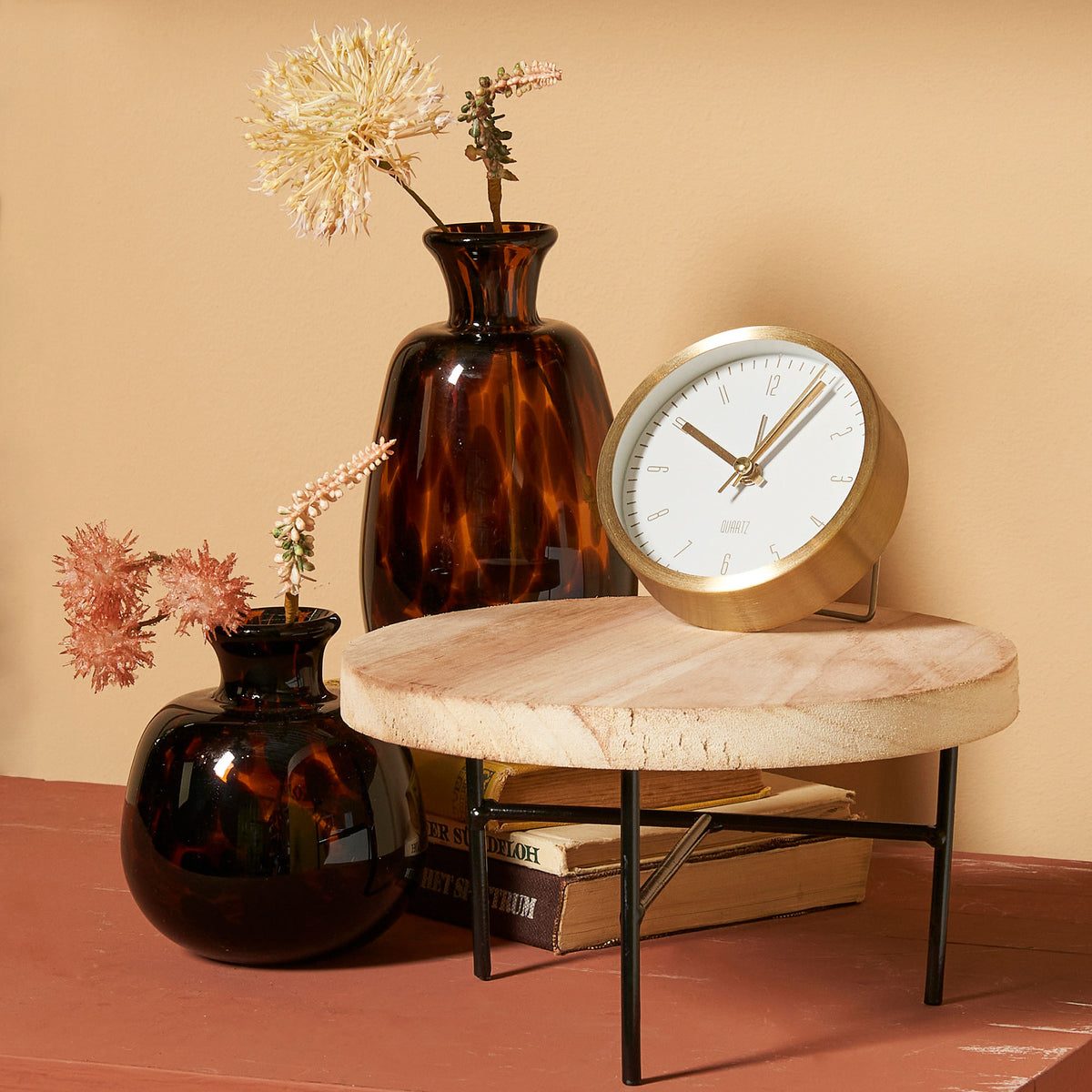 Mica Decorations side table Cesar round brown-black