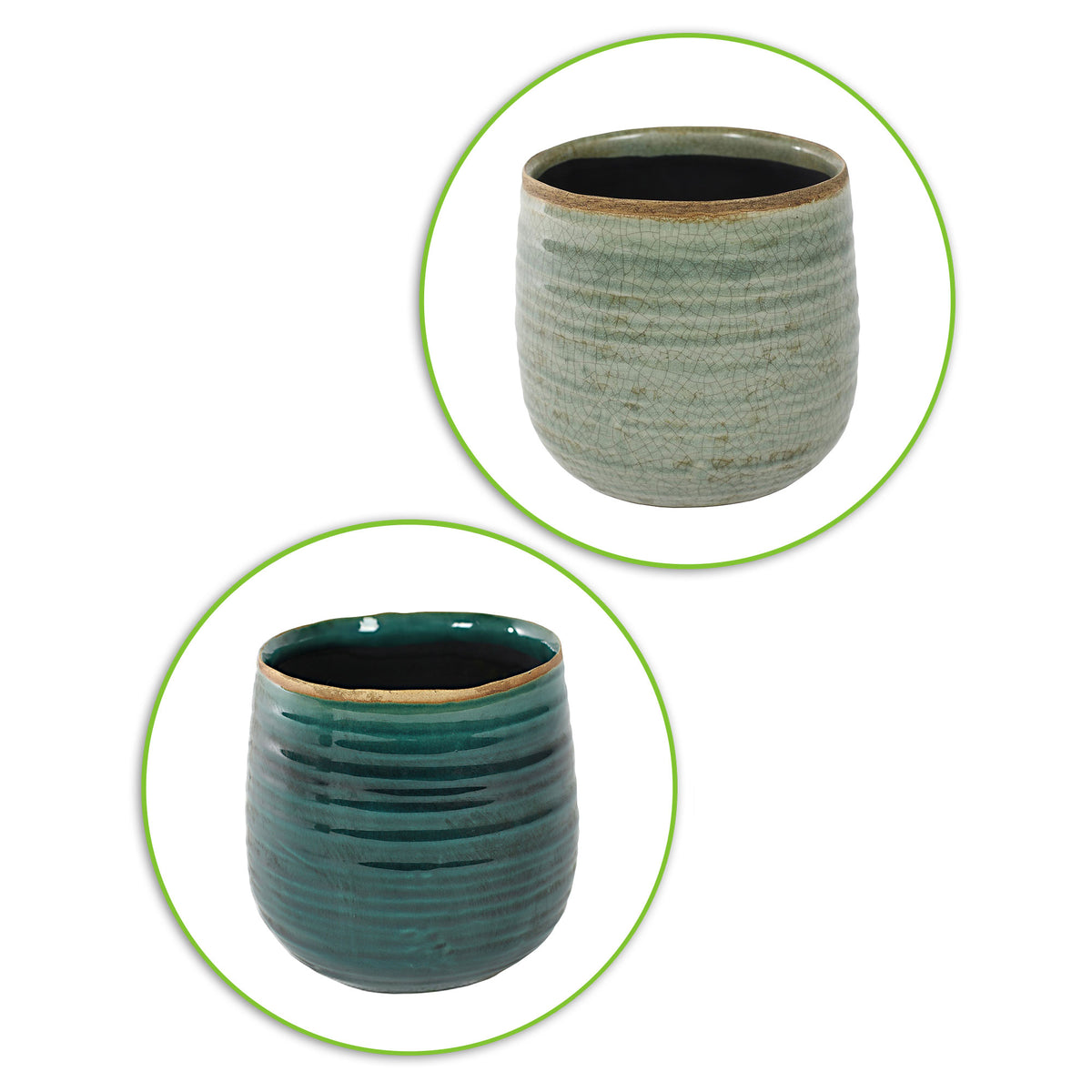 4x Air-purifying indoor plants - Mix including green and blue decorative pots