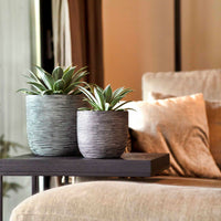 Capi flower pot Nature Rib pot ball round black — indoor pot