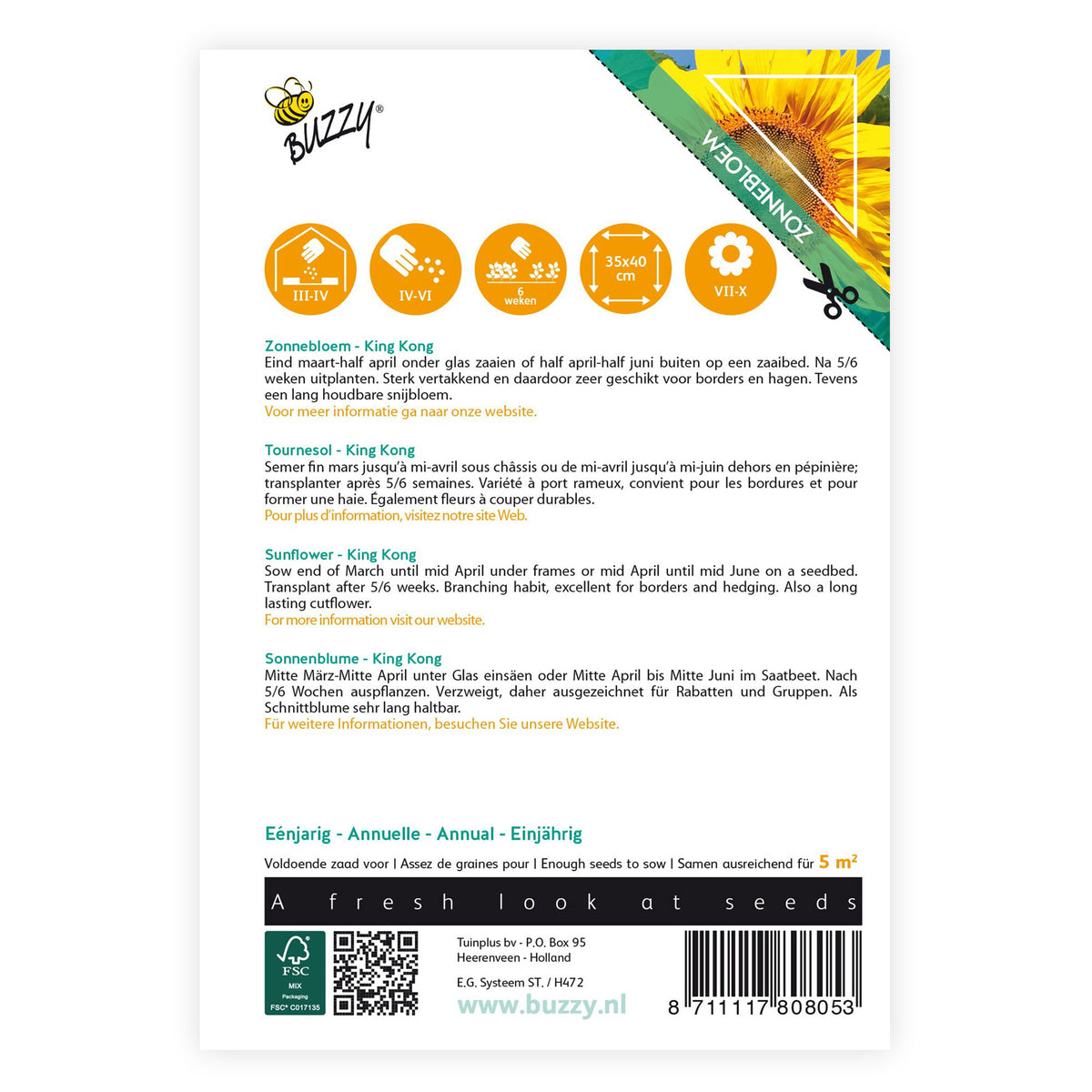 Sunflower Helianthus 'King Kong' yellow 5 m² - Flower seeds