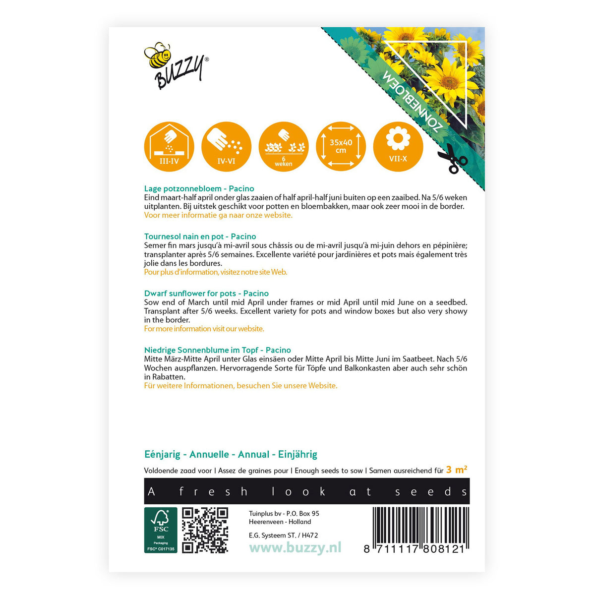Sunflower Helianthus 'Pacino Gold' yellow 3 m² - Flower seeds