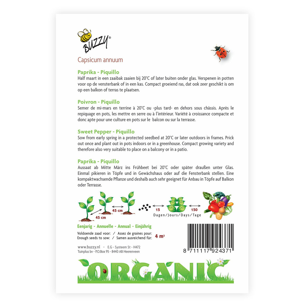 Bell pepper Capsicum 'Piquillo ' - Organic 4 m² - Vegetable seeds