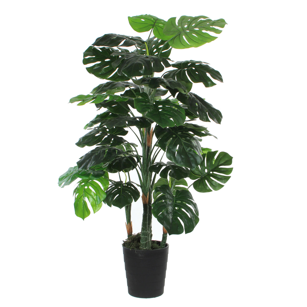 Artificial Monstera including round plastic decorative pot