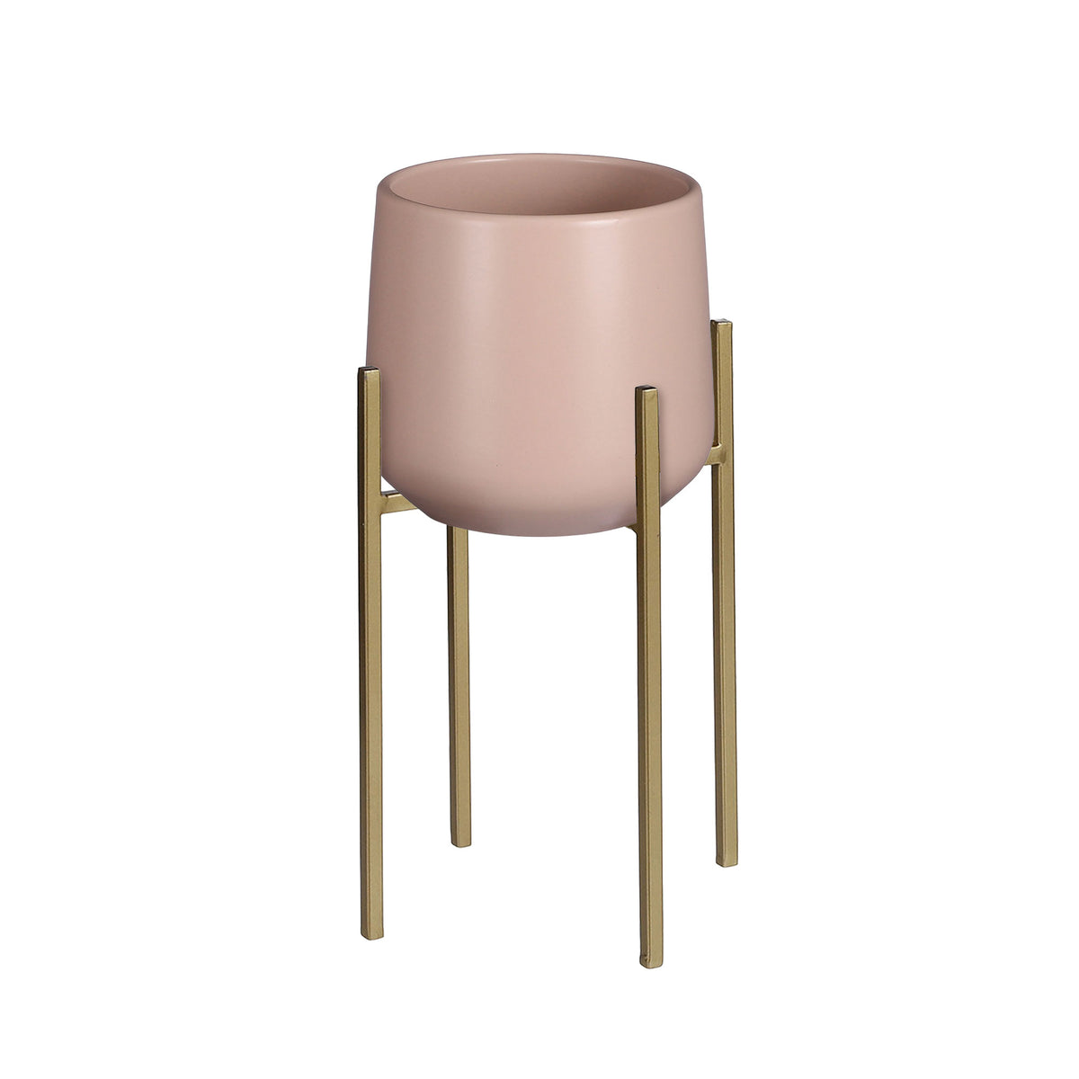 Mica Decorations flower pot Amber round - Indoor pot pink including/incl. plants stand, gold