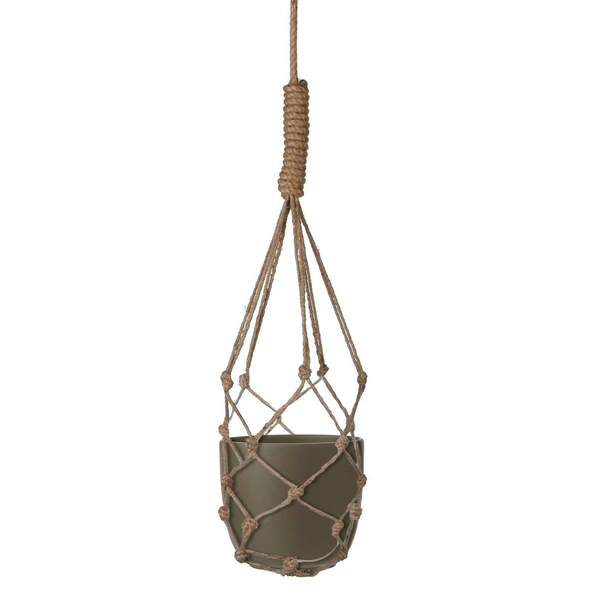 Mica Decorations flower pot Tusca round - Indoor pot green including/incl. jute plant hanger