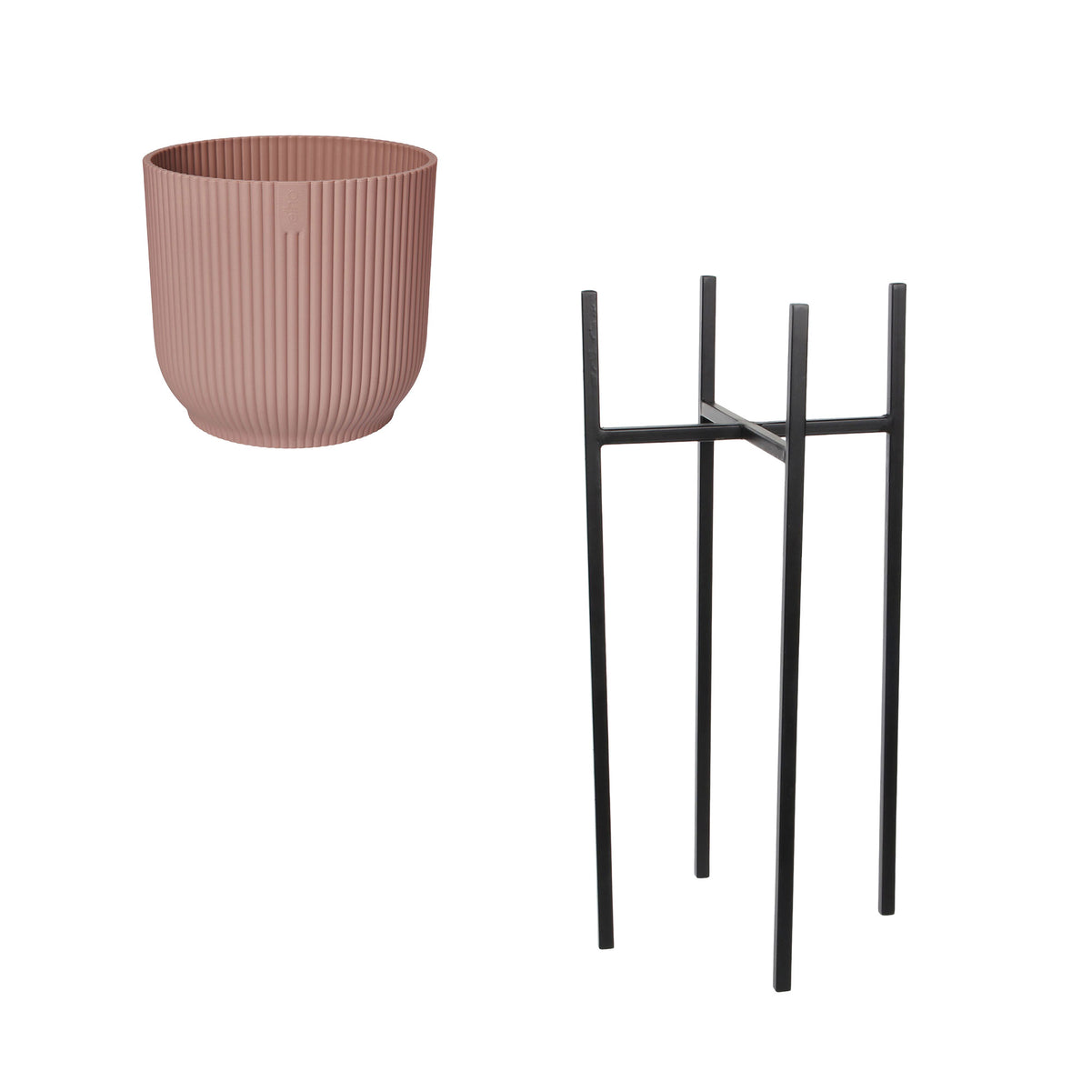 Elho flower pot Vibes Fold round pink with standard black - Indoor pot