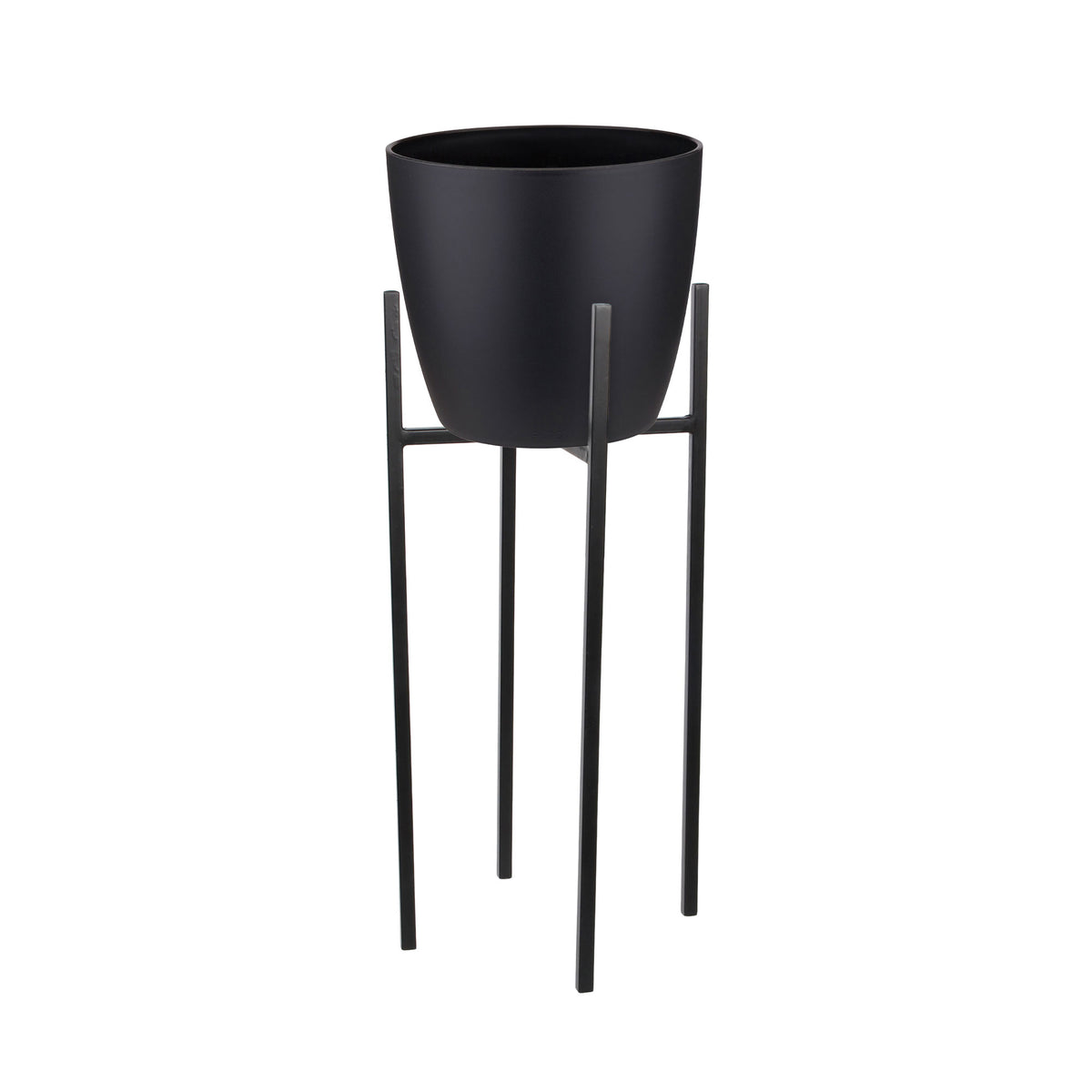 Elho flower pot Brussels round black with plant stand - Indoor pot