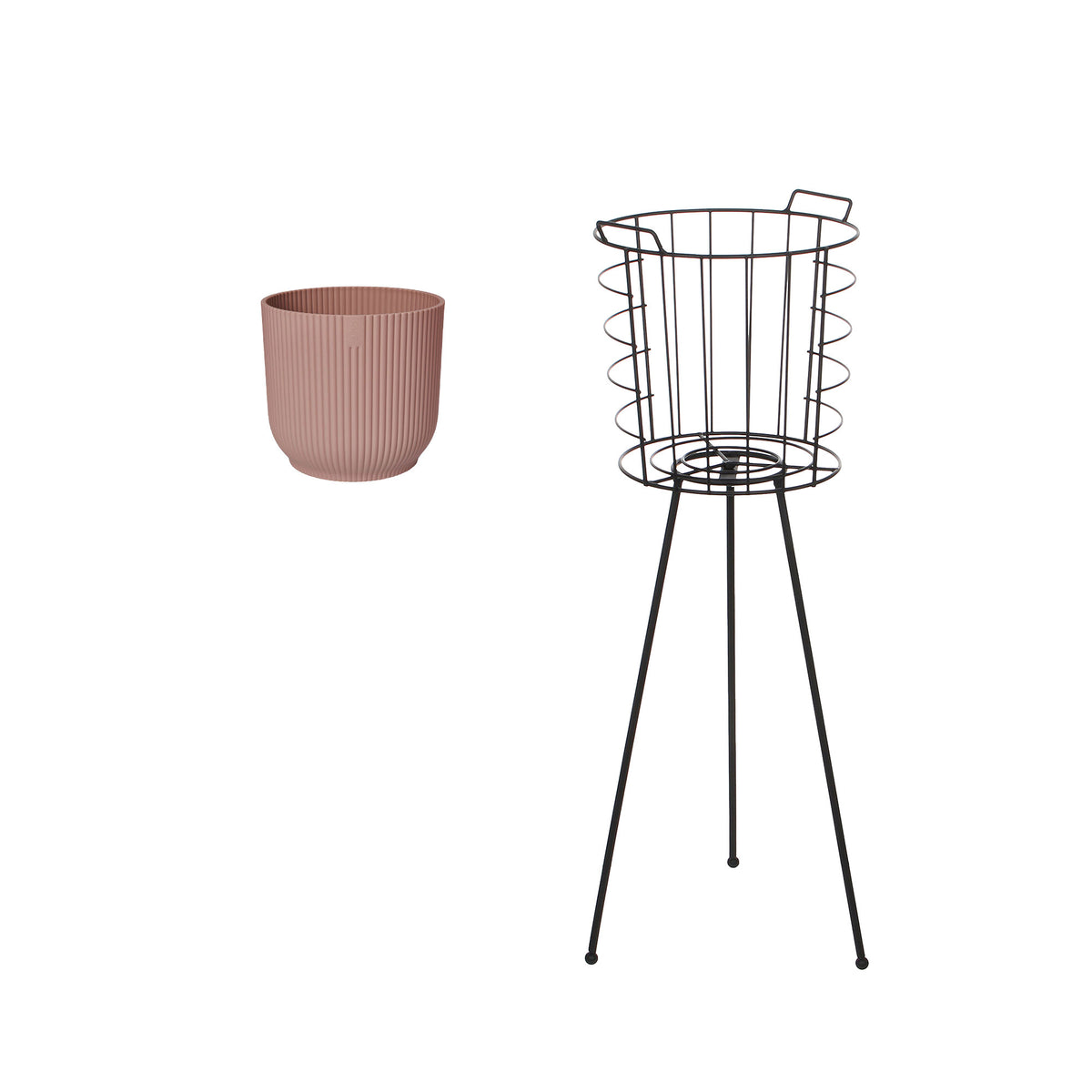 Elho flower pot Vibes Fold round white with plant stand - Indoor pot