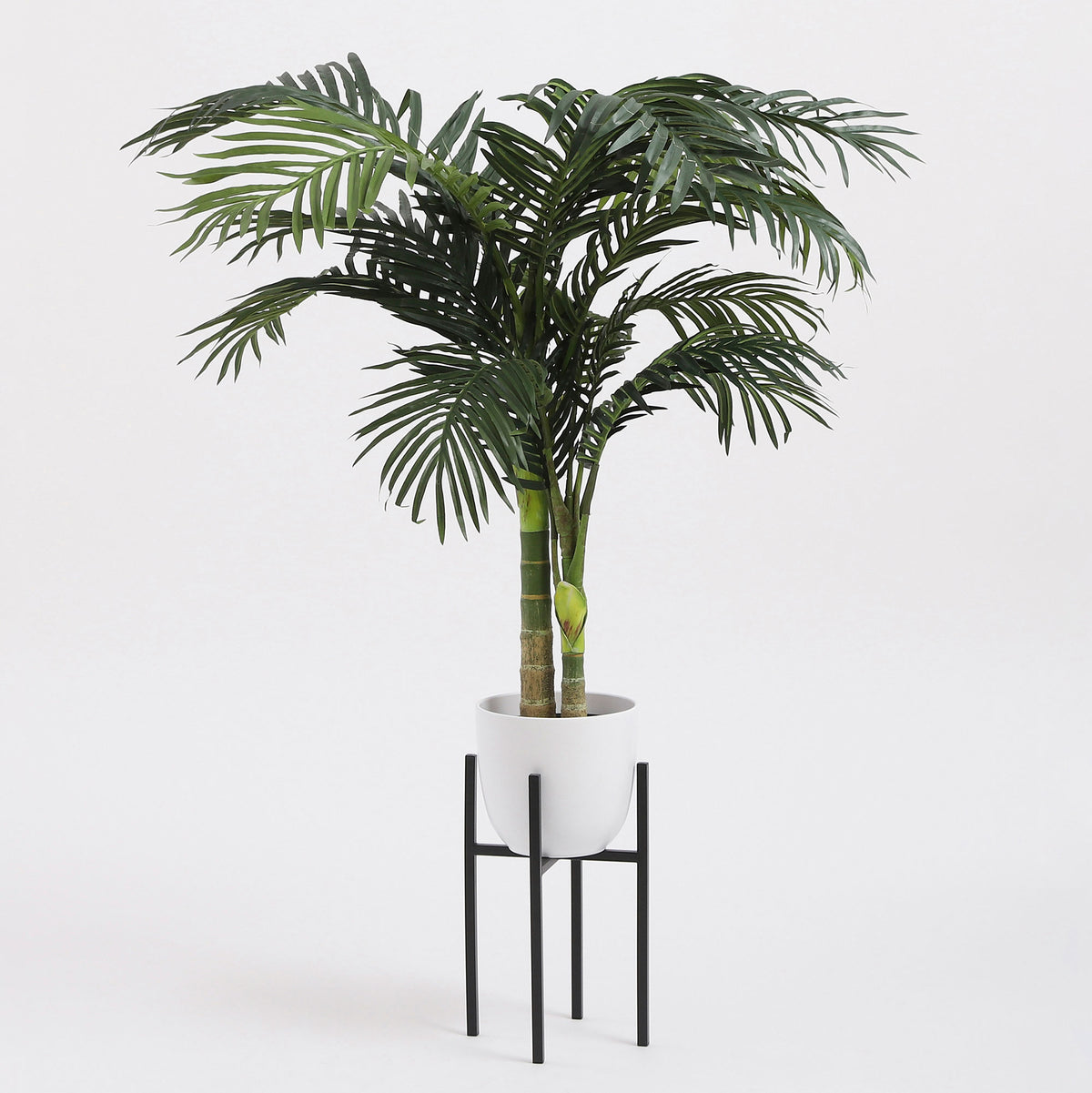 Mica flower pot Tusca round white with plant stand, black - Indoor pot