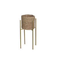 Mica flower pot Atlantic zeegras round brown with plant stand - Indoor pot