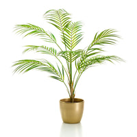 Artificial plant Mexican mountain palm Chamaedorea green with decorative gold pot