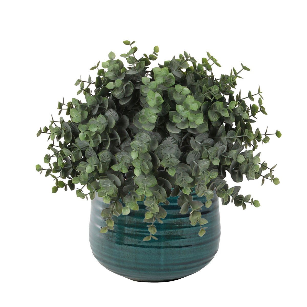 Eucalyptus artificial plant incl. blue decorative pot