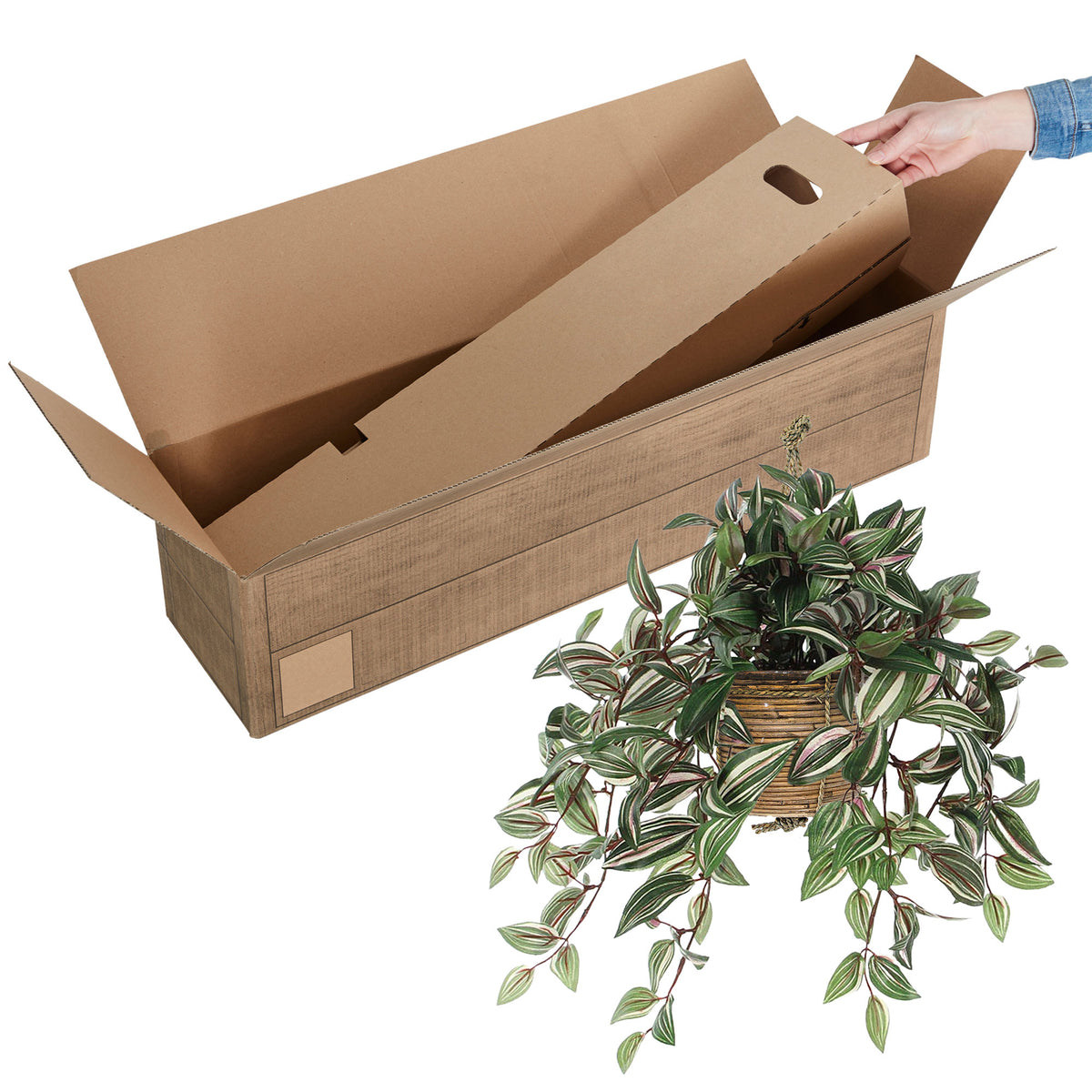 Tradescantia hanging artificial plant incl. brown decorative pot