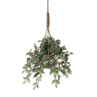 Tradescantia hanging artificial plant incl. decorative green pot and plant hanger