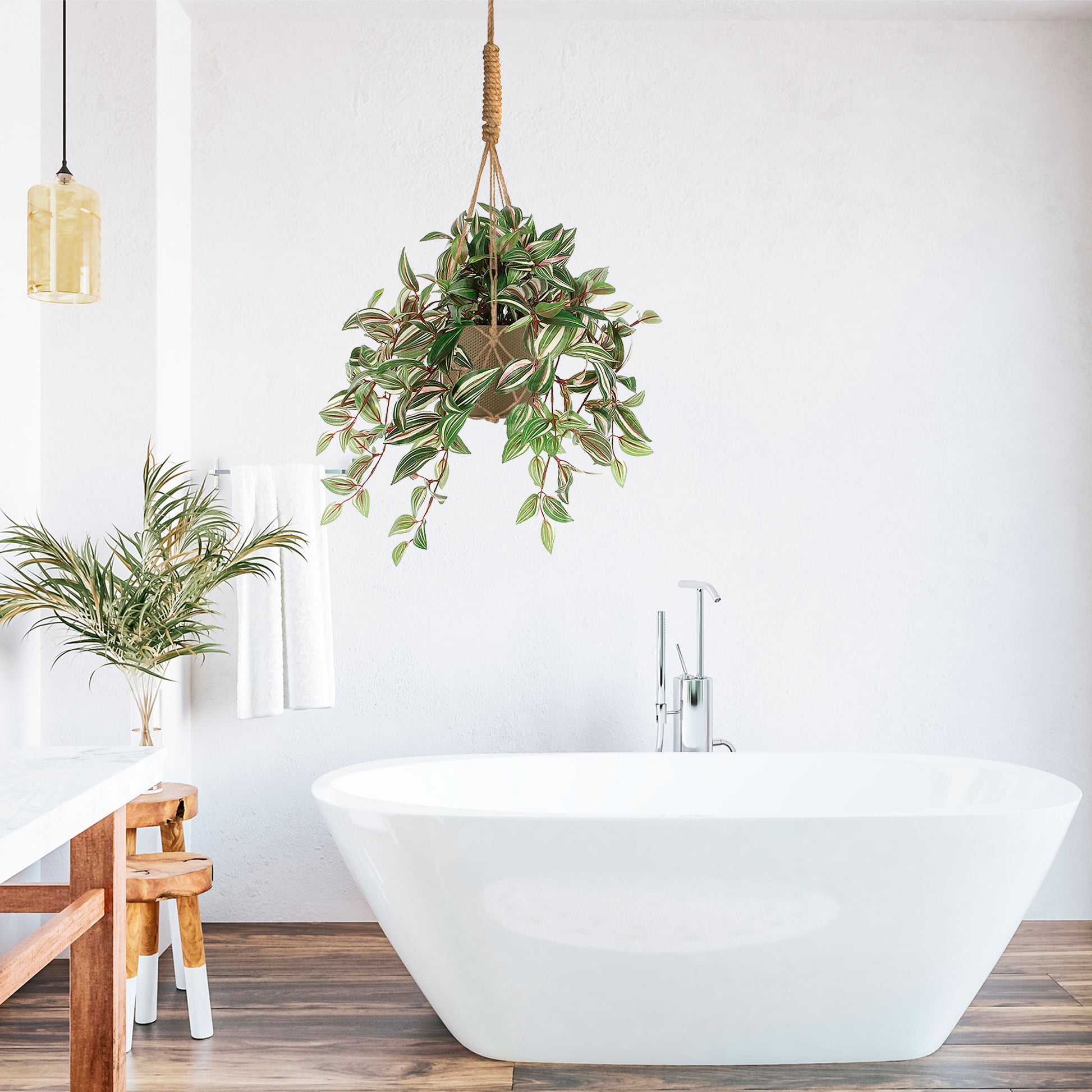 artificial hanging plants for bathroom Tradescantia hanging artificial plant incl. decorative green pot and plant hanger