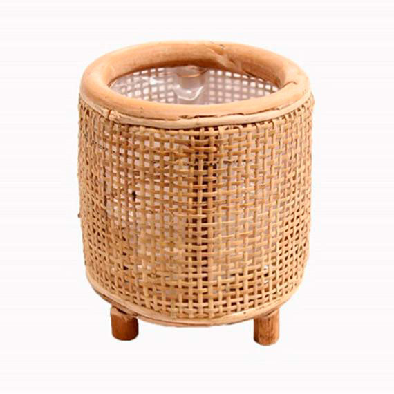 Artificial canary grass in green/brown incl. decorative brown pot