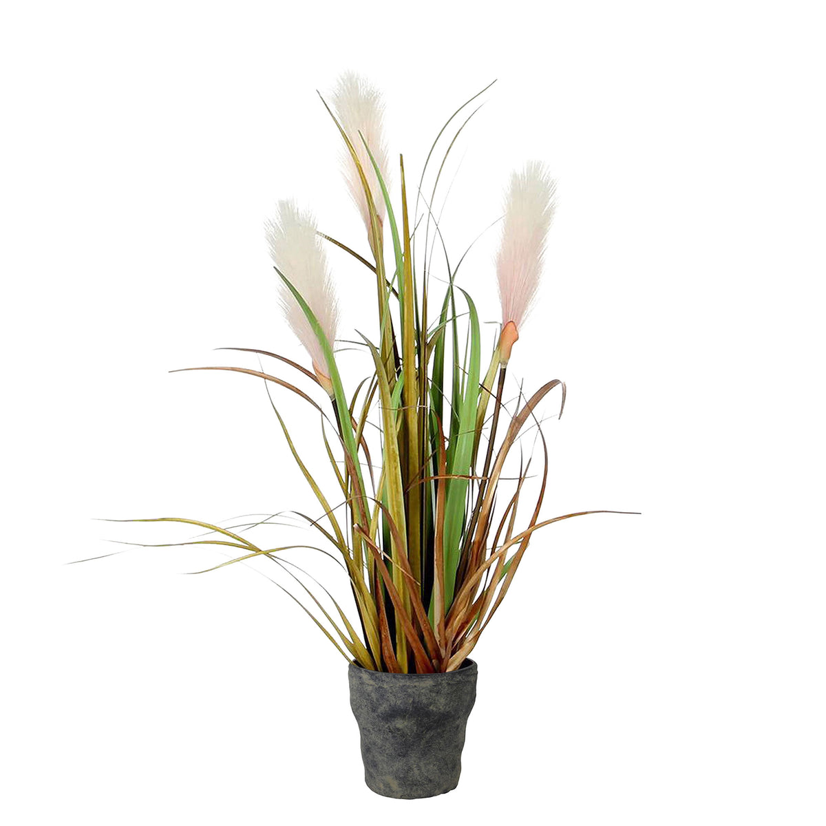 Artificial canary grass in green/brown incl. decorative anthracite pot