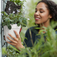 3x Elho Flower Pot 'Loft urban Green wall' round black-white with Elho rack - Outdoor pot