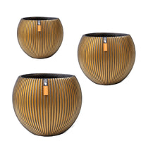 3x Capi decorative pot Nature Groove round gold - Indoor pot