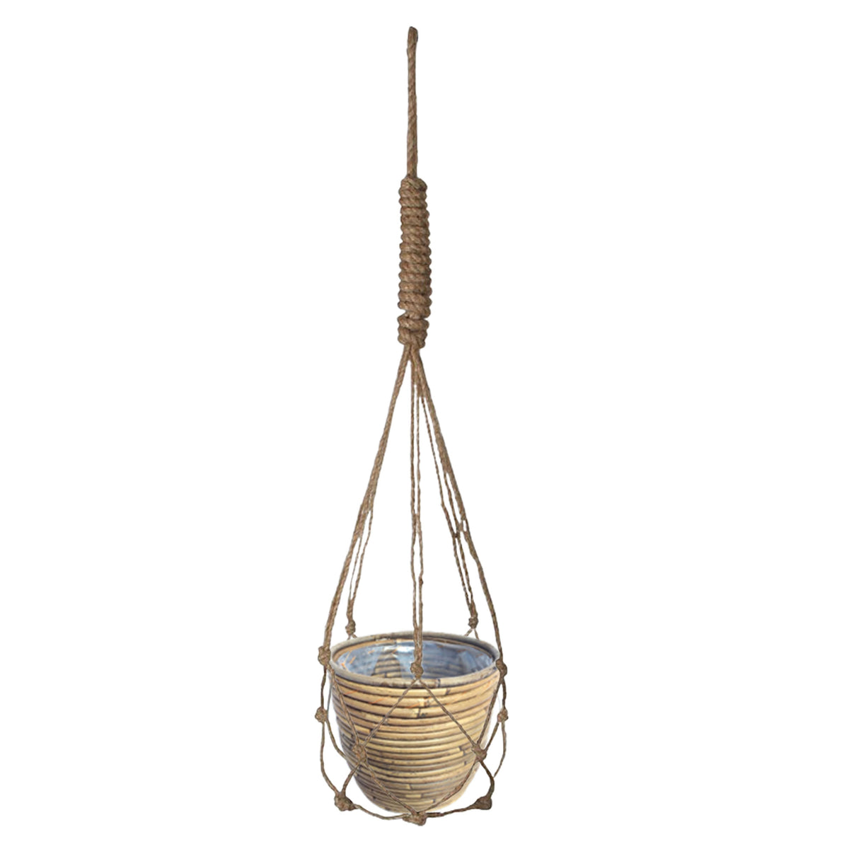 Mica Decorations Decorative pot 'Ballon Stripe' brown with plant hanger