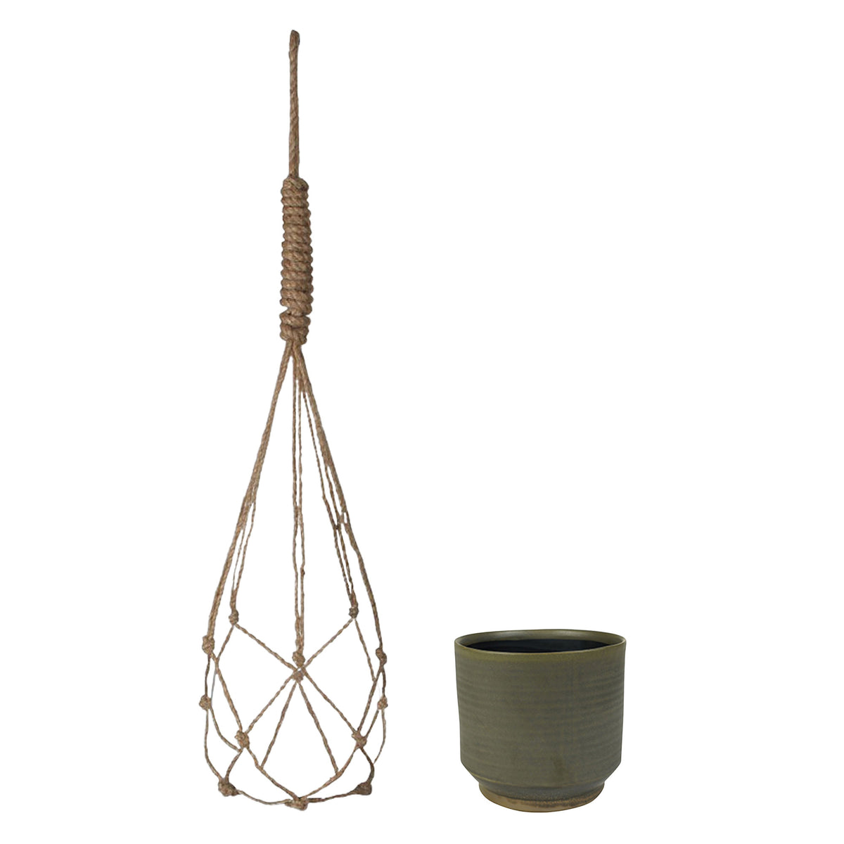 TS Decorations Decorative pot 'Suze' brown with plant hanger