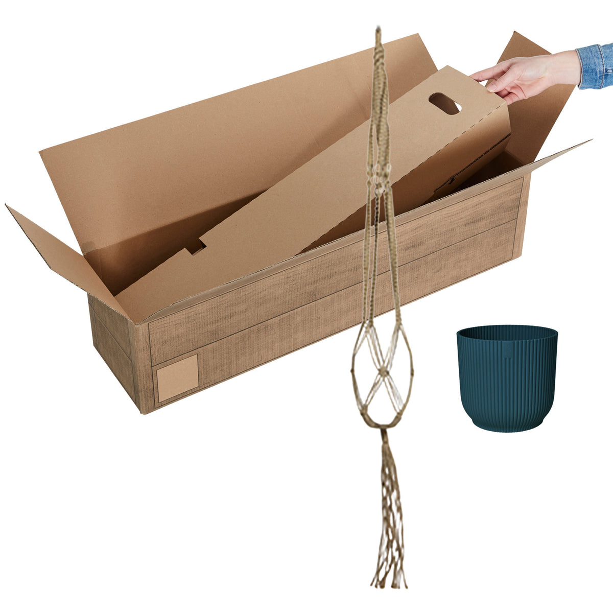 Elho Decorative pot 'Vibes Fold' blue with plant hanger