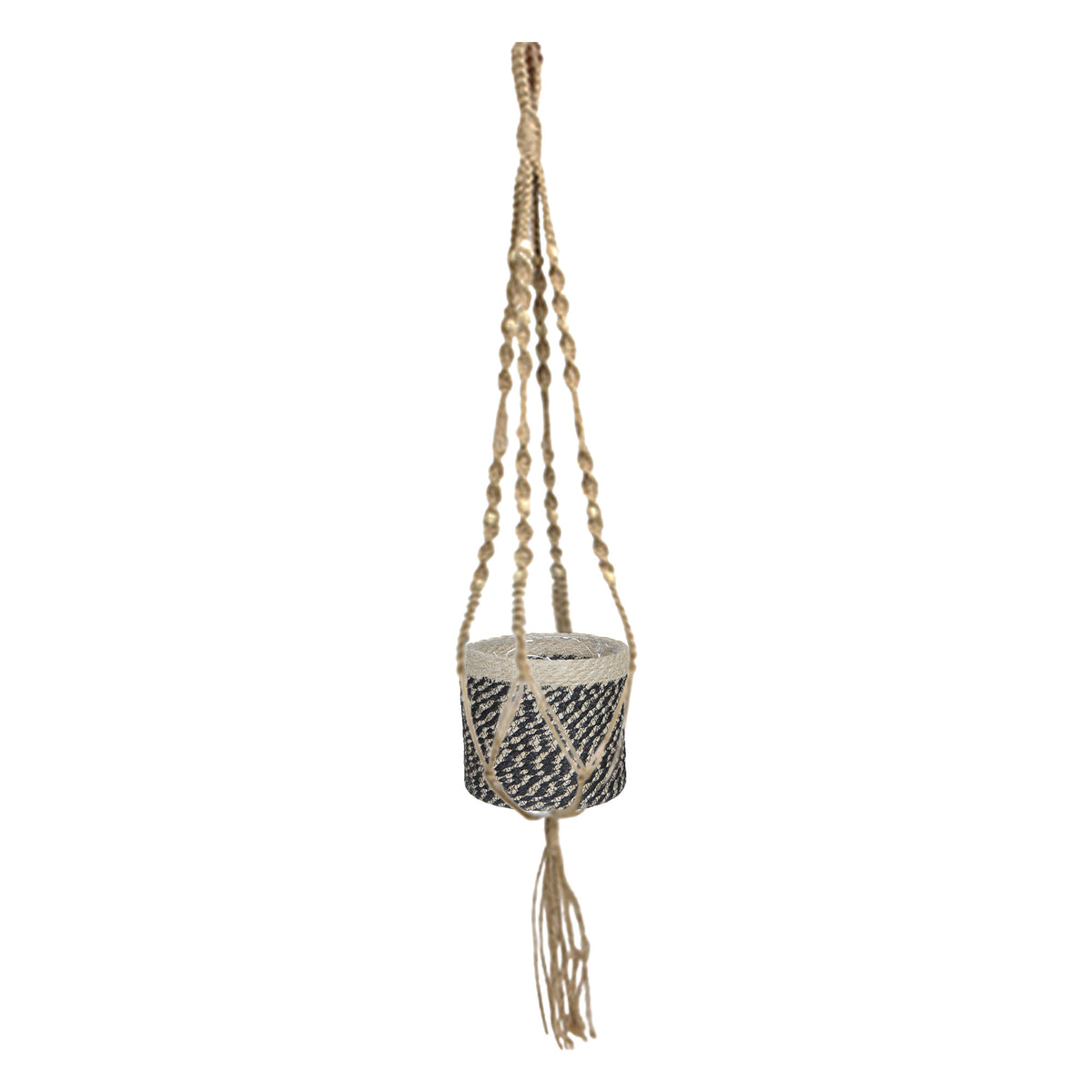 Mica Decorations basket Macrame 'Bonaparte' black-white with plant hanger