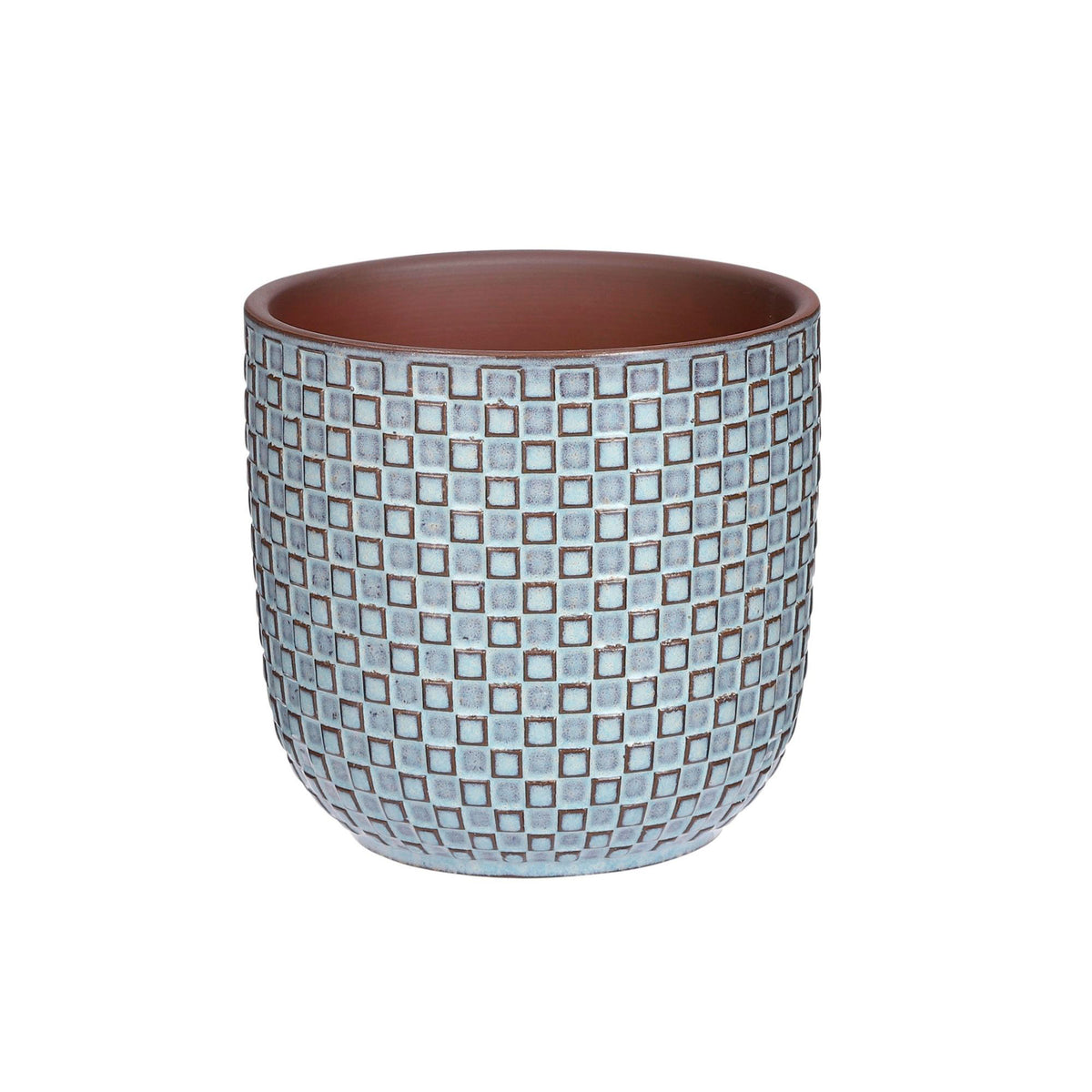 Mica flower pot, round 'Daan' blue — indoor pot