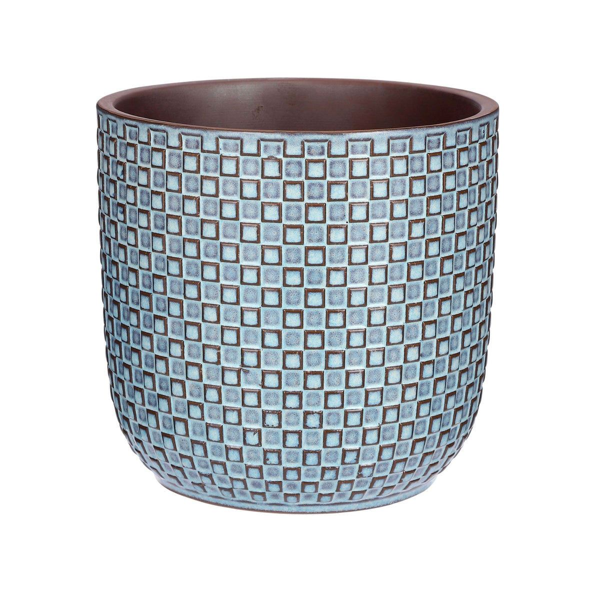 Mica flower pot, round 'Daan' blue — indoor pot
