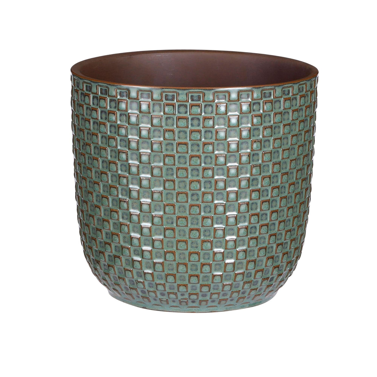 Mica flower pot, round 'Daan' green — indoor pot