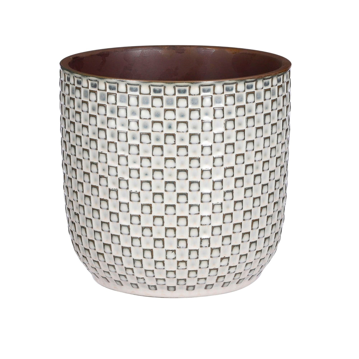 Mica flower pot, round 'Daan' white — indoor pot