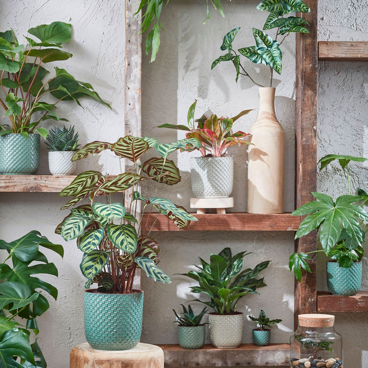 Mica flower pot, round 'Daan' white — indoor pot