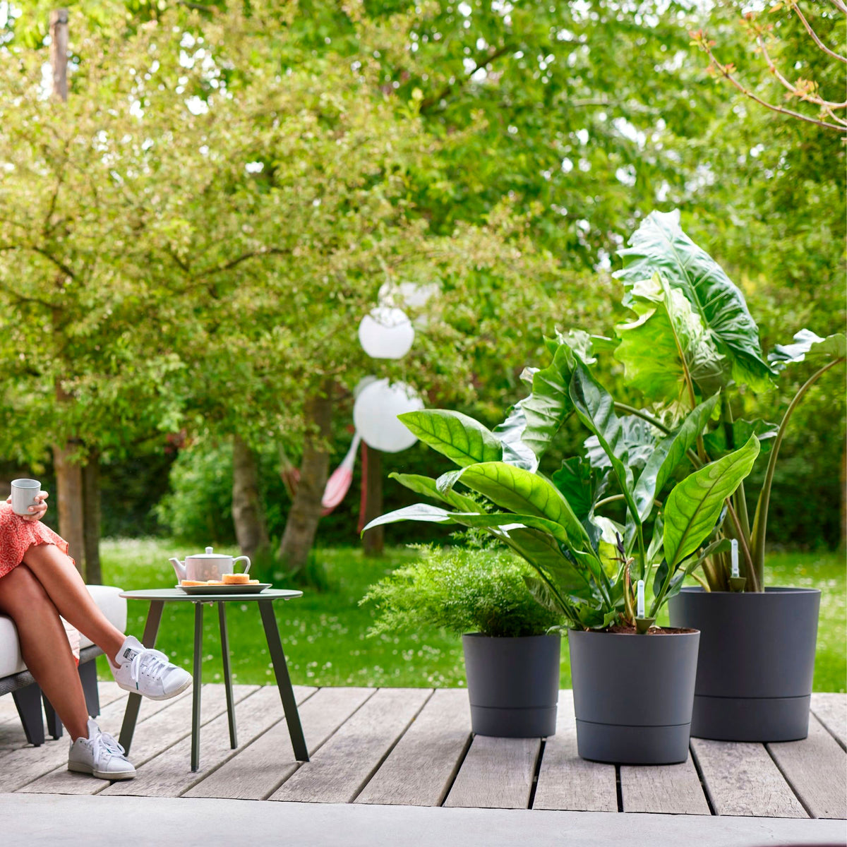 Elho greensense round - Indoor and outdoor pot Anthracite