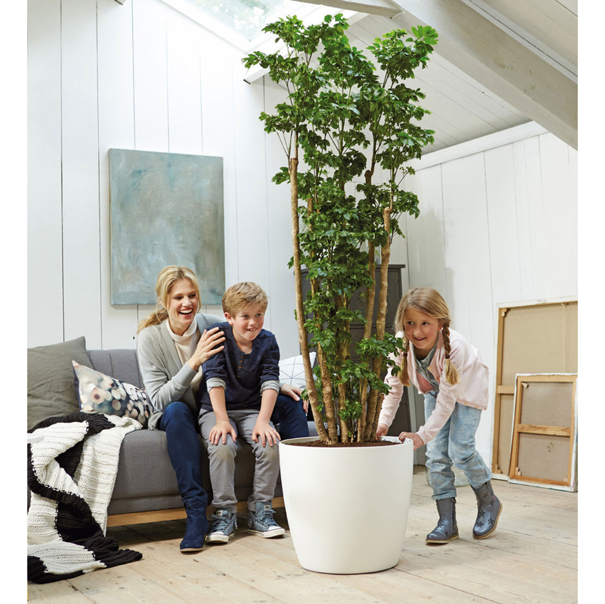 Elho flower pot Brussels round white including wheels - Indoor pot