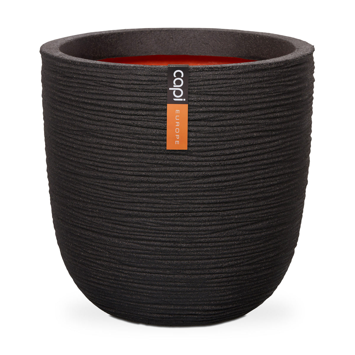 Capi flower pot Nature rib round black - Indoor and outdoor pot