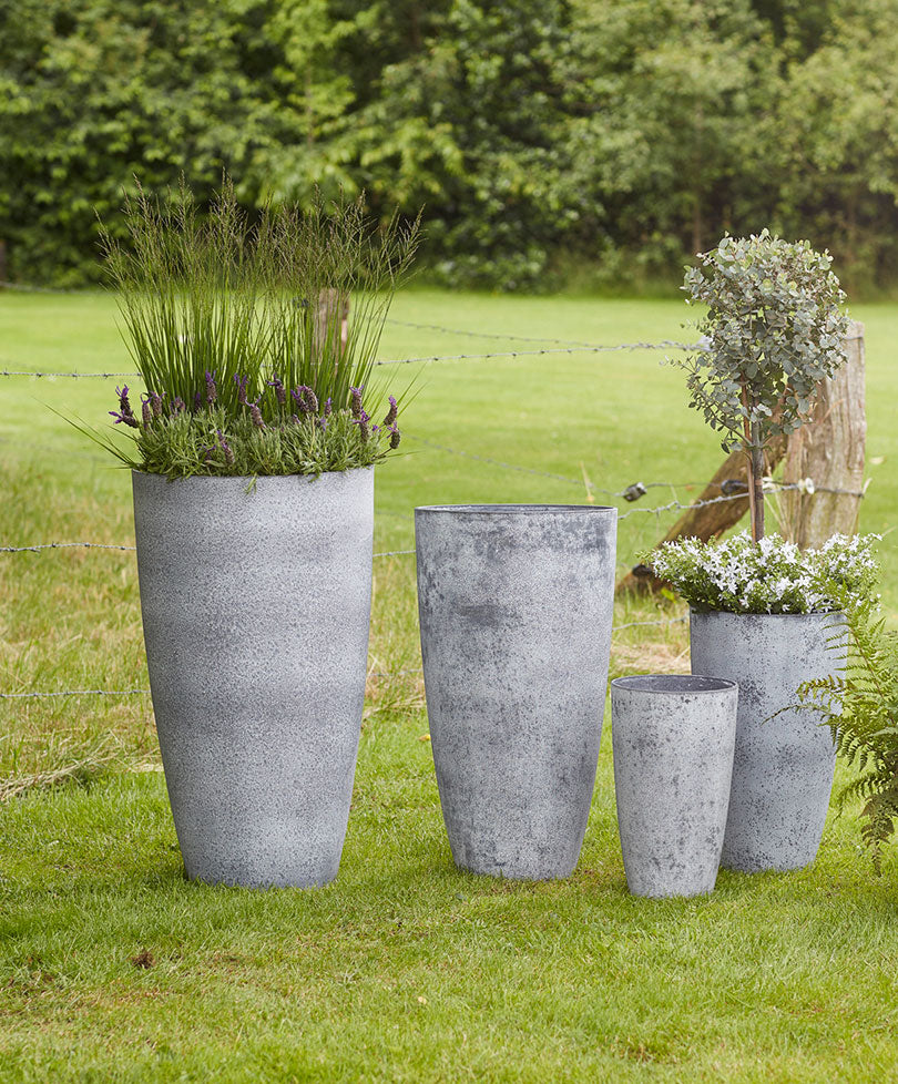 TS Tall flower pot Nova round grey - Indoor and outdoor pot
