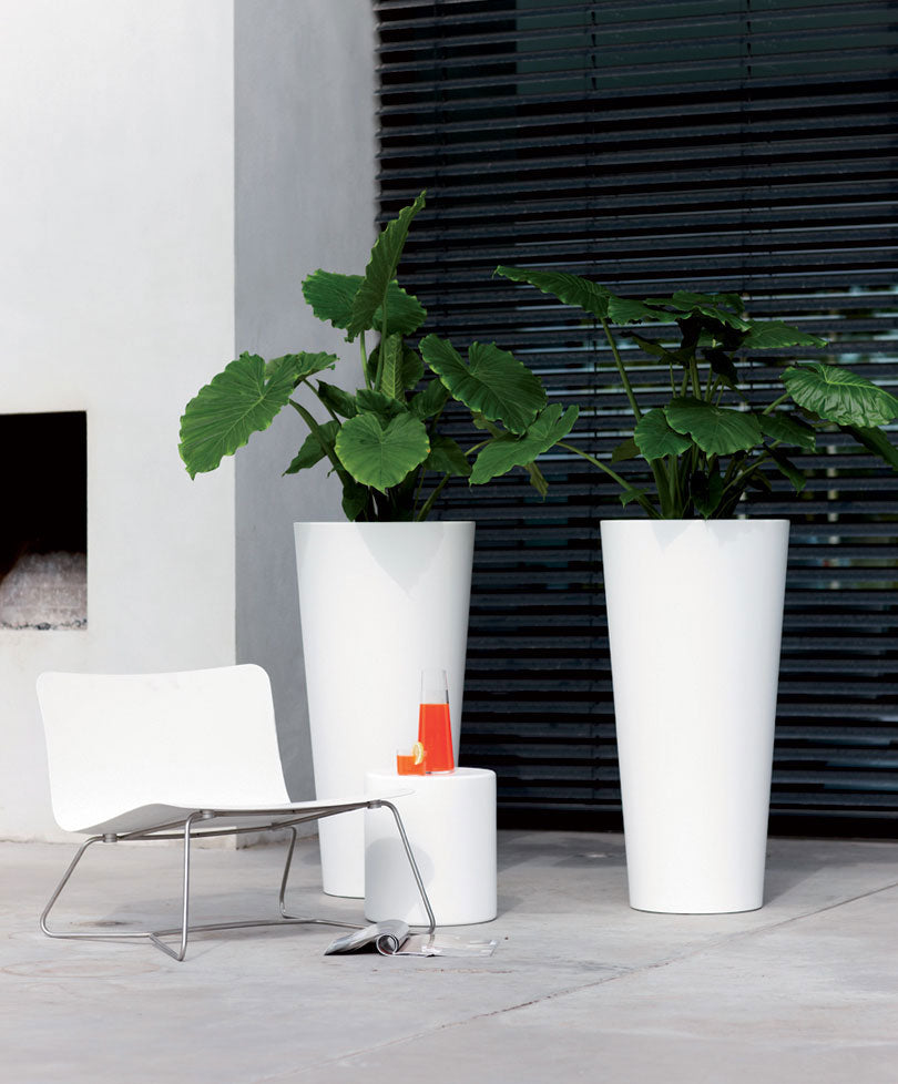 Elho tall flower pot Pure straight round white - Indoor and outdoor pot
